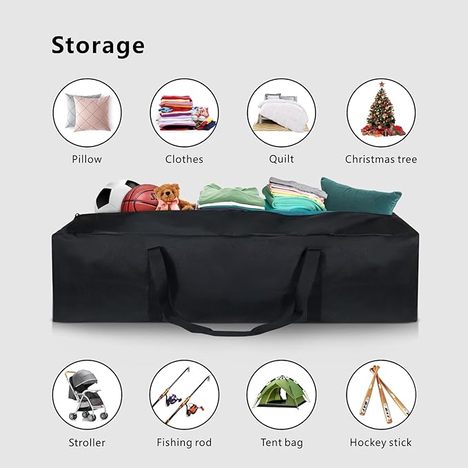 TOPDesign 46 Inch Extra Large Zippered Duffel Bag for Travel Camping Sports Equipment Storage, Waterproof Foldable Luggage Bag with Padded Handles-GravixFit