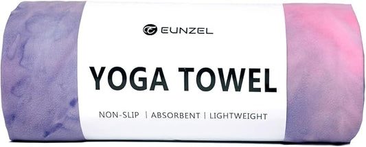 Eunzel Hot Yoga Towel Non Slip Yoga Mat Towel Non-Slip Sweat Absorbent Microfiber Towel for Hot Yoga, Pilates and Workout 72" x 26.5", Purple & Blue-GravixFit