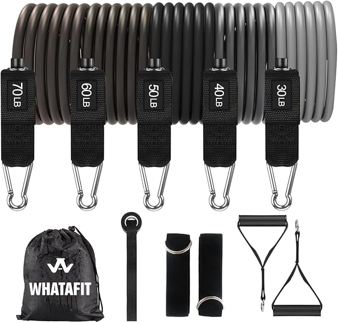 WHATAFIT Resistance Bands, Exercise Bands，Resistance Bands for Working Out, Work Out Bands with Handles for Men and Women Fitness, Strength Training Home Gym Equipment-GravixFit