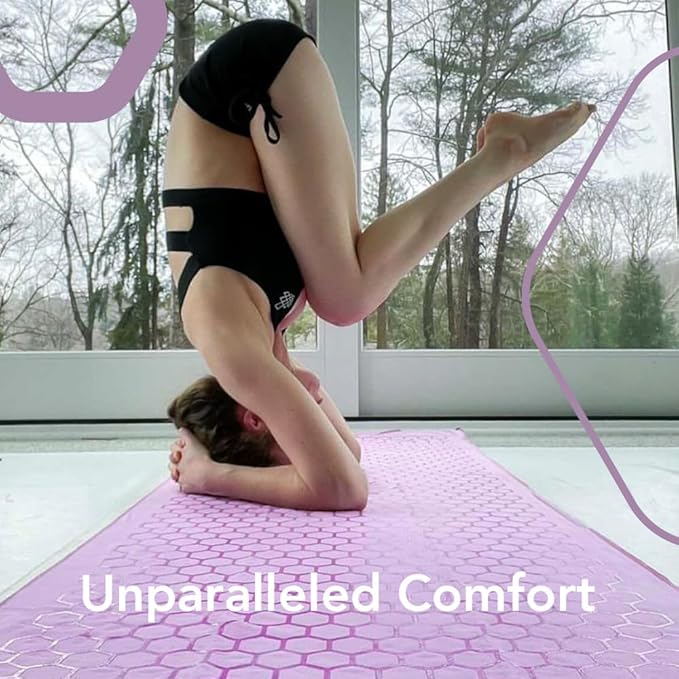 Clever Yoga Non-Slip Hot Yoga Towel – Non-Slip Grip for Hot Yoga, Sweat Absorbent, Honeycomb Silicone Grip, Stays Flat – Ideal for Pilates, Travel, Washable & Lightweight - Lilac-GravixFit