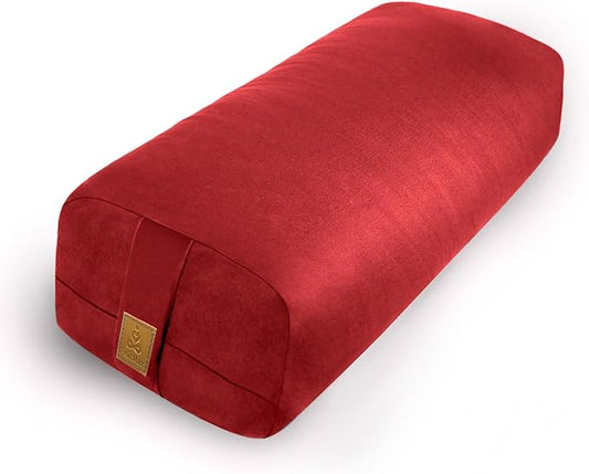 Yoga Bolster (26x10.5x5.5 in) Supportive Yoga Cushion for Restorative Yin Yoga Accessories Rectangular Bolster for Stretching Meditation Pillow 100% Organic Cotton Removable Washable Cover-GravixFit