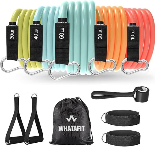 WHATAFIT Resistance Bands, Exercise Bands，Resistance Bands for Working Out, Work Out Bands with Handles for Men and Women Fitness, Strength Training Home Gym Equipment-GravixFit
