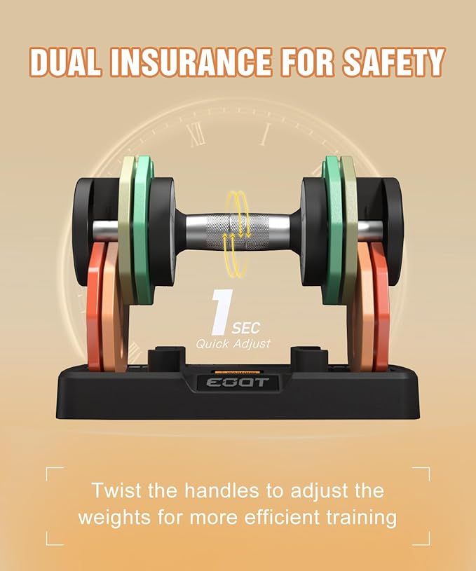 Adjustable Dumbbells Set/Single, 12.5LB/22.5LB/55LB 5 in 1 Free Adjustable Dumbbell Set with Anti-Slip Handle & Rainbow-colored Weight Plates for Home Gym, Weight Set for Women Men-GravixFit