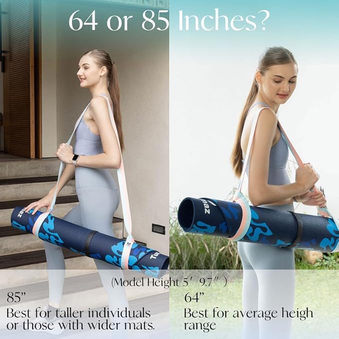 Tumaz Yoga Mat Strap [MAT NOT Included] (2 Sizes) with Extra Thick & Comfy Delicate Texture, Adjustable Yoga Mat Carrier-GravixFit