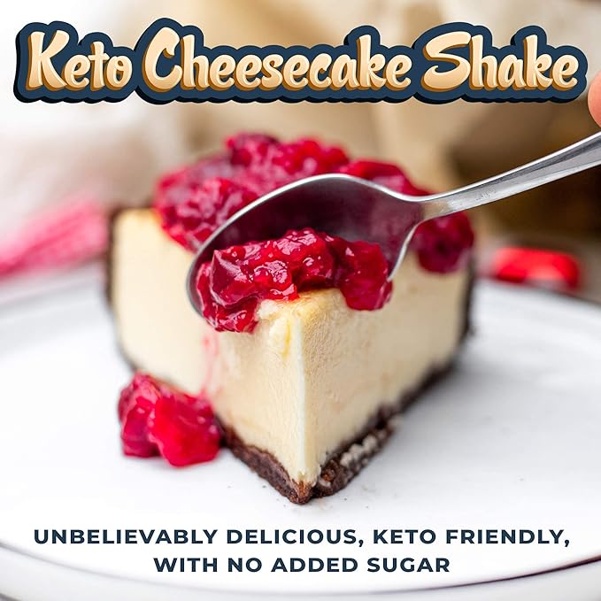 16oz Cheesecake Keto Meal Replacement Shake - Low Carb Keto Protein Powder Mix, High Fat Protein Shake with MCTs from Coconut Oil Powder, Collagen Peptides and Real USA Cream Cheese - 2 Net Carbs-GravixFit