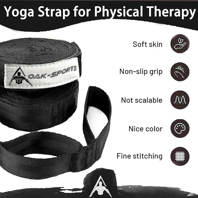 Stretching Strap Yoga Strap with Loops, Stretch Straps for Physical Therapy, Non-Elastic Exercise Strap for Pilates, Dance and Gymnastics with Workout Guide-GravixFit