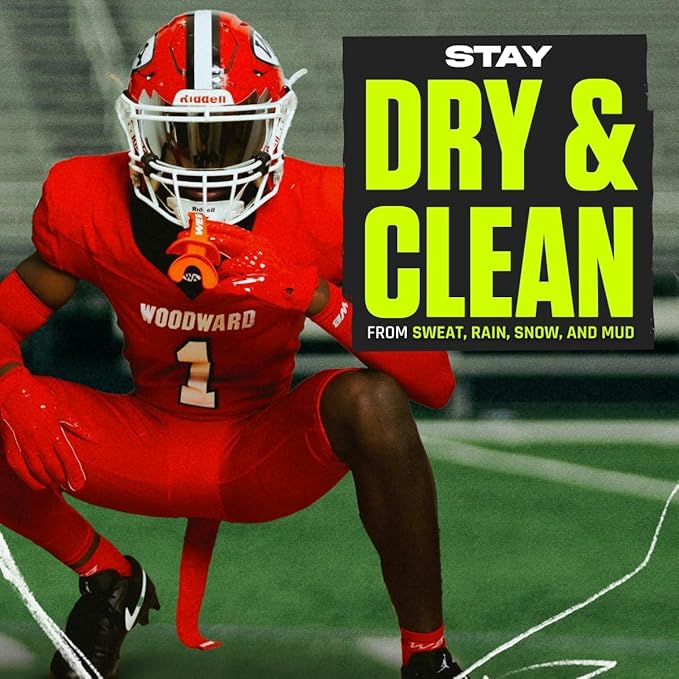 Streamer Football Towel, Sports Towel with Hook and Loop Fastener to Clean Football Visor and Gloves (Green, Adult)-GravixFit