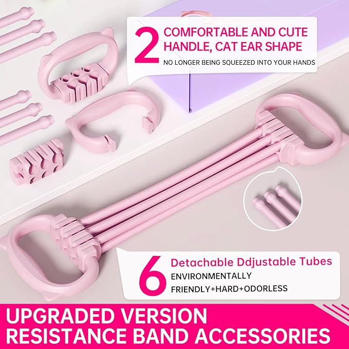 Resistance Bands with Handles, Single Resistance Bands, Exercise Bands with Comfortable Handles, Resistance Training, Physical Therapy, Home Workouts, Fitness, Pilates-GravixFit