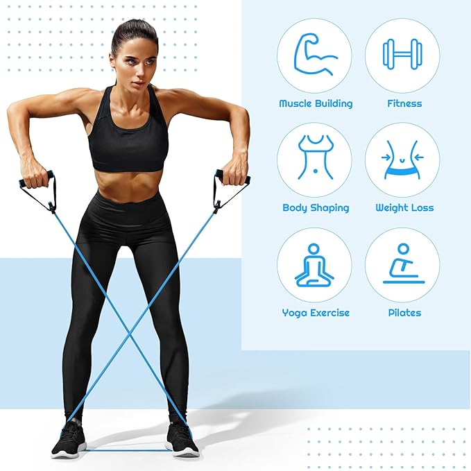 6 Pcs Fitness Resistance Exercise Bands 6 Tube Pedal Puller Resistance Band Set for Women Weight Loss Thigh Training Workout Equipment Elastic Arms Abdomen Shoulder Waist Leg Beginners Yoga-GravixFit