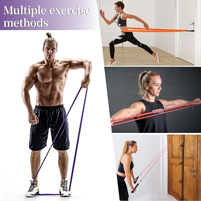 Resistance Bands for Working Out, Pull Up Assistance Bands, Exercise Workout Bands for Men & Women, Gym Bands with Door Anchor & Handle, Stretching Bands for Physical Therapy, Muscle Training-GravixFit