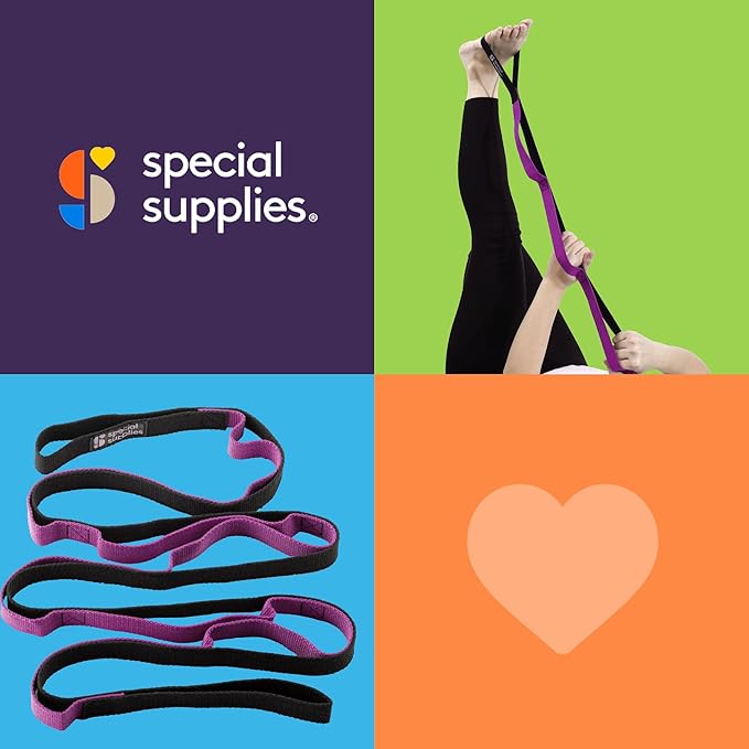 SPECIAL SUPPLIES Yoga Strap for Stretching, Stability Training, Fitness, Flexibility, Physical Therapy, Home Workout Equipment, Strength Training, and Pilates (Purple)-GravixFit
