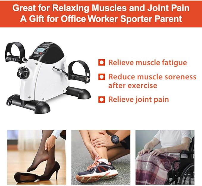 Under Desk Bike Pedal Exerciser Portable Home Exercise Bike Pedal Exerciser Foot Peddler Portable Therapy Bicycle Leg Peddler Portable Mini Cycle Bike for Hands Arm Trainer-GravixFit