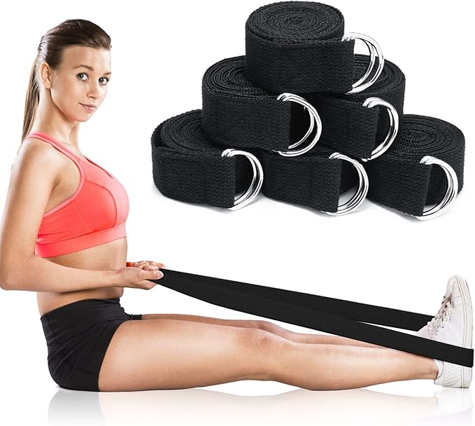 6 Pcs Yoga Strap for Stretching 8 Ft Yoga Exercise Adjustable Straps Bands with Safe Adjustable D Ring Buckle for Pilates Gym Workouts Fitness Improves Sitting Posture-GravixFit