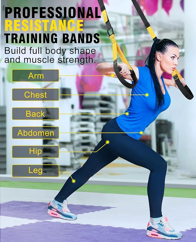 Home Resistance Training Kit, Resistance Trainer Fitness Straps for Full Body Workout, Bodyweight Resistance Bands with Handles, Door Anchor, Heavy Duty Exercise Bands for Home Gym Workout Equipment-GravixFit