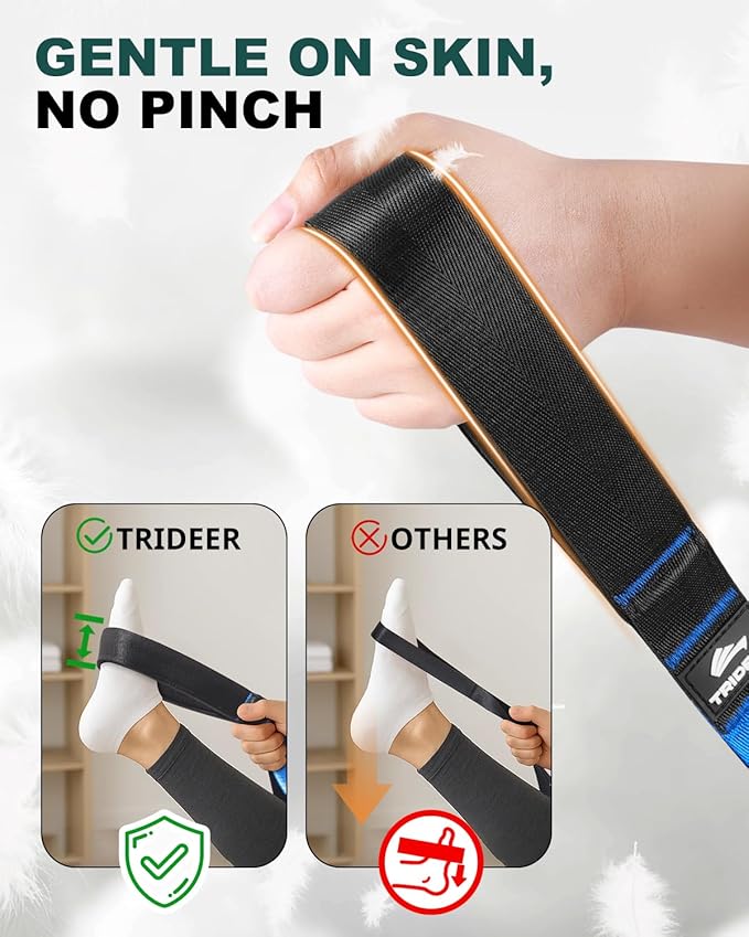 Trideer Stretching Strap for Physical Therapy, Non-Elastic Yoga Straps for Stretching with 10 Loops, Durable Nylon Stretch Bands for Exercise, Pilates, Gymnastics, Leg Stretcher with Guidance and Drawstring Bag-GravixFit