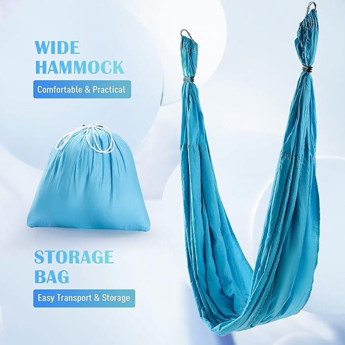 ZELUS Aerial Yoga Swing Sling Strong Yoga Hammock Kit Set Trapeze Inversion Equipment Include 2 Extensions Straps and Ceiling Mounting Kit-GravixFit