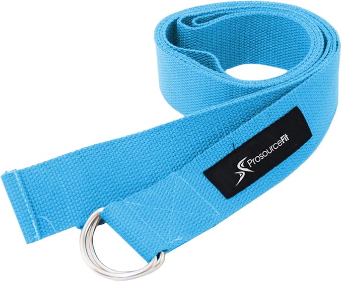 ProsourceFit Metal D-Ring Yoga Strap 8’ Durable Cotton for Stretching and Flexibility-GravixFit