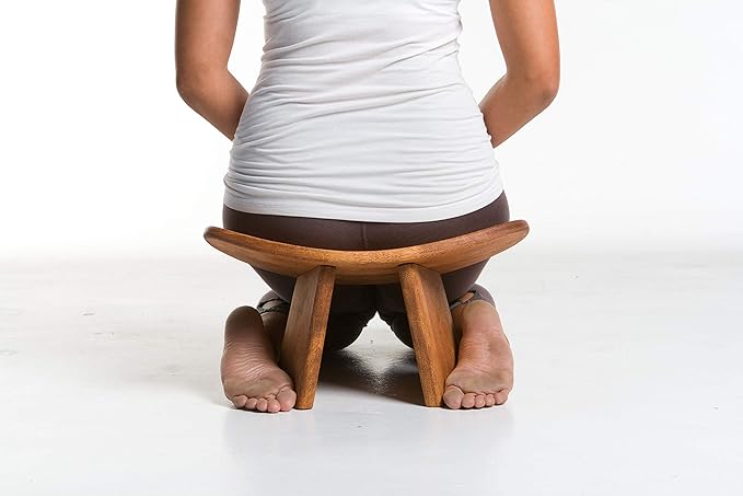 Meditation Bench IKUKO Original, Portable Version with Bag, Locally Handmade Wooden Kneeling Ergonomic Seiza Seat, Prana Yoga - 2 Colors, 3 Height Sizes-GravixFit