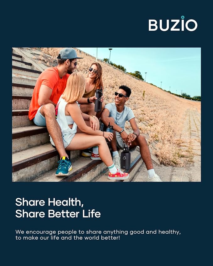 BUZIO Vacuum Insulated Stainless Steel Water Bottle 64oz (Cold for 48 Hrs/Hot for 24 Hrs) BPA Free Double Wall Travel Mug/Flask for Outdoor Sports Hiking, Cycling, Cam,Camping, Running, Tuxedo-GravixFit