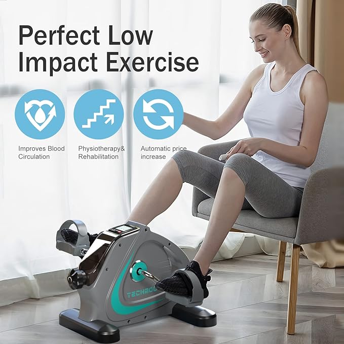 Under Desk Bike Pedal Exerciser Portable Mini Home Exercise Bike with 5LBS Flywheel Sitting Peddler Exerciser for Seniors Legs and Arms Trainer Physical Therapy Equipment Fitness Exercise Bicycle