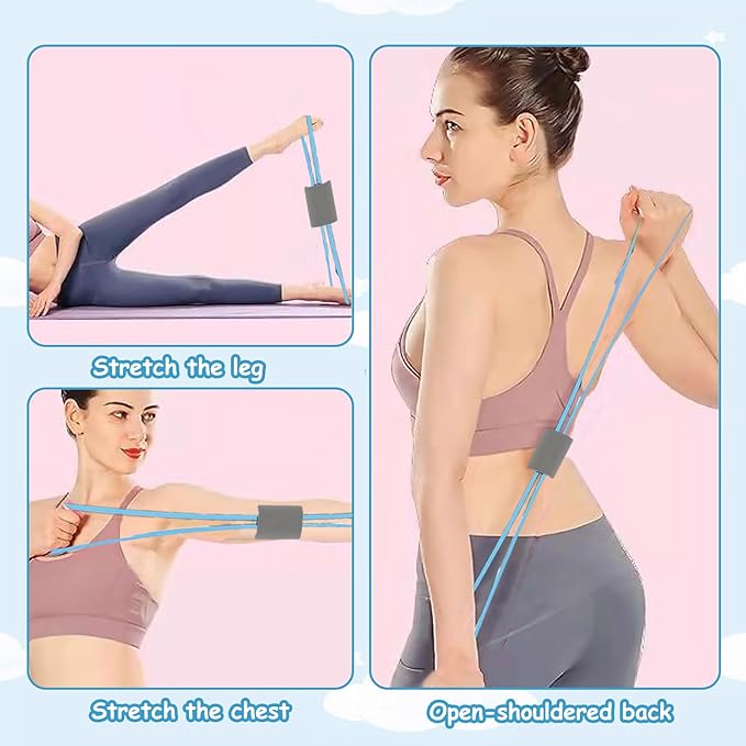 2 Pcs Figure 8 Resistance Band, Resistance Band with Handles, Suitable for Full Body Exercise, Strength Training, Flexibility, Exercise Elastic Rope, Suitable for Home, Gym (Blue)-GravixFit