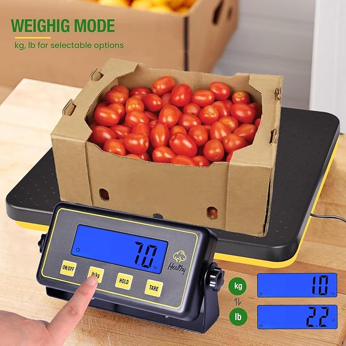 150lbs Commercial Scale Digital Receiving Scale with Anti-Slip Aluminum Platform, High Accuracy Food Scale with Hold/Tare/Auto-Off, Kitchen Scale with LCD Display for Restaurant/Cater-GravixFit