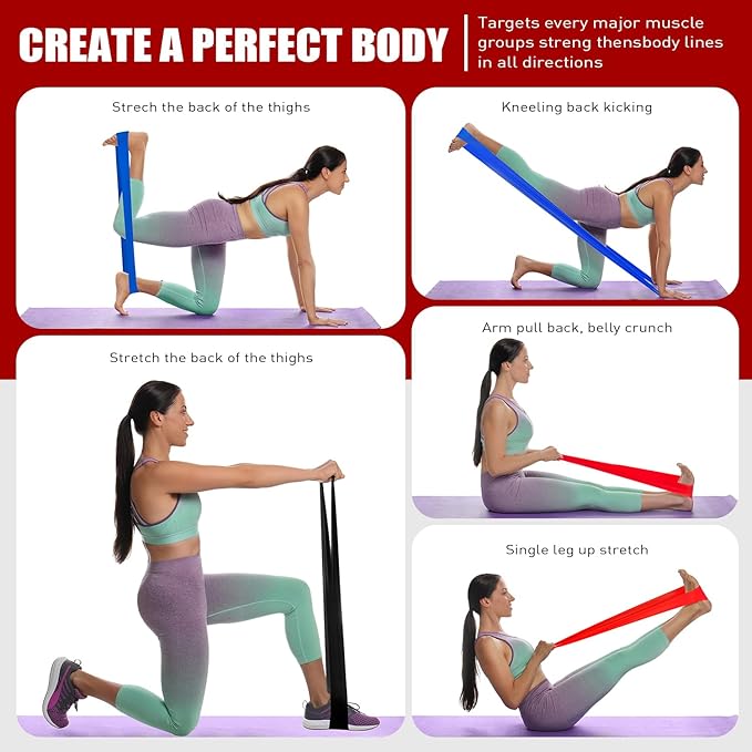 Resistance Bands, Exercise Bands, Physical Therapy Bands for Strength Training, Yoga, Pilates, Stretch Elastic Band with Different Strengths, Workout Bands for Home Gym-GravixFit