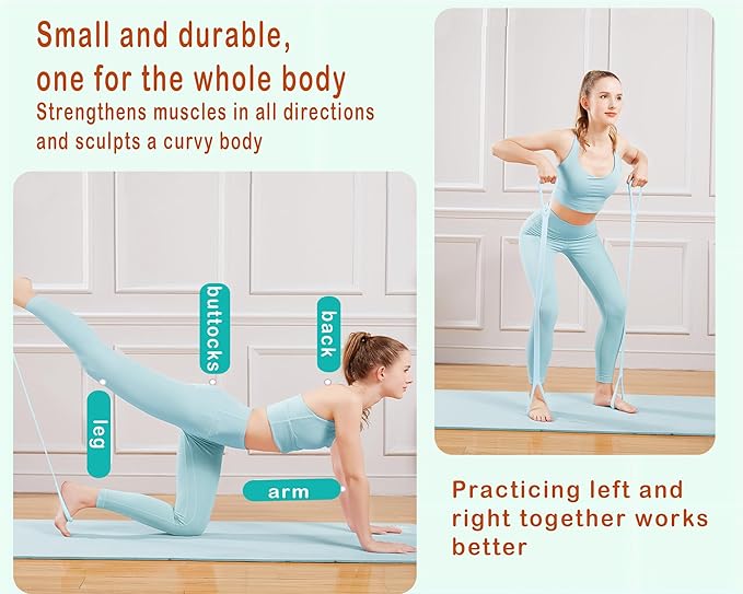 Figure 8 Resistance Band, Arm Back Shoulder Exercise Elastic Rope Stretch Fitness Band, Foot, Leg, Hand Stretcher, Arm Exerciser for Yoga Pilates Stretching Physical Therapy, Home Gym Workout-GravixFit