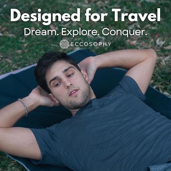 ECCOSOPHY Microfiber Beach Towel – Quick Dry Gym Towel, Highly Absorbent with Ribbed Texture, Lightweight – Ideal for Travel, Pool, Yoga, Fitness & Outdoor Adventures – 71x35 Black-GravixFit