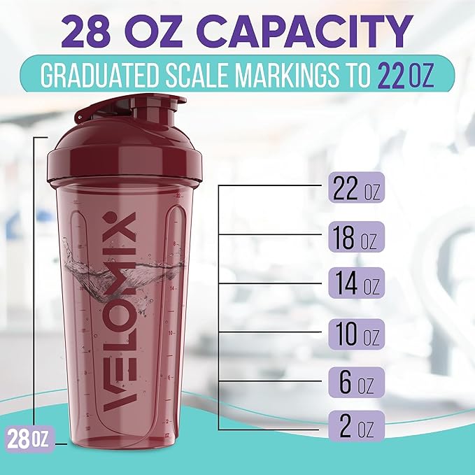 '-4 PACK- 28 oz Protein Shaker Bottle for Protein Mixes - 4x Wire Whisk | Leak Proof Shaker Cups for Protein Shakes | Protein Shaker Bottle Pack | Protein Shake Cup (Burgundy Pack)-GravixFit