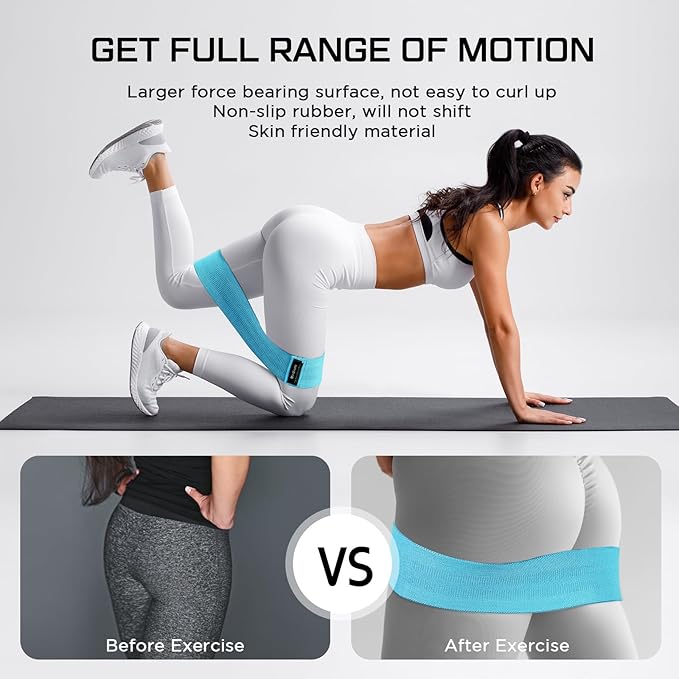 12 Pcs Fabric Resistance Bands for Working Out Booty Workout Stretch Exercise Bands Non Slip for Legs Squat Resistance Loop for Women Men Starter Butt Hip Thigh Fitness-GravixFit