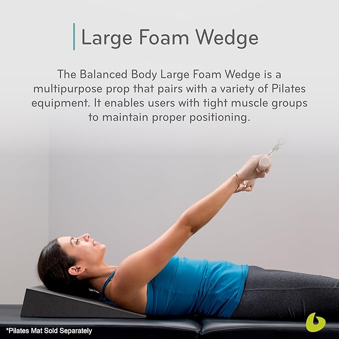 Balanced Body Large Foam Wedge, Pilates Reformer Accessory, Workout Wedge for Home Gym or Studio, Black-GravixFit
