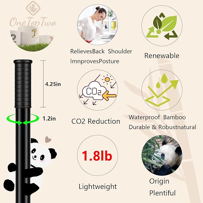 5ft Yoga Stick from Natural Bamboo with Non-Slip Handle-Stretching Stick for Mobility, Flexibility,Exercise,Workout, Physical Therapy,Pilates,Balance Fitness-Access Online Video Guide Without Any Info-GravixFit