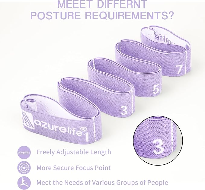 Premium Durable Stretch Straps with Loops, Stretching Strap for Physical Therapy, Multi-Loop Yoga Strap Fitness Exercise Strap for Yoga, Pilates, Dance, Flexibility&Exercise-GravixFit