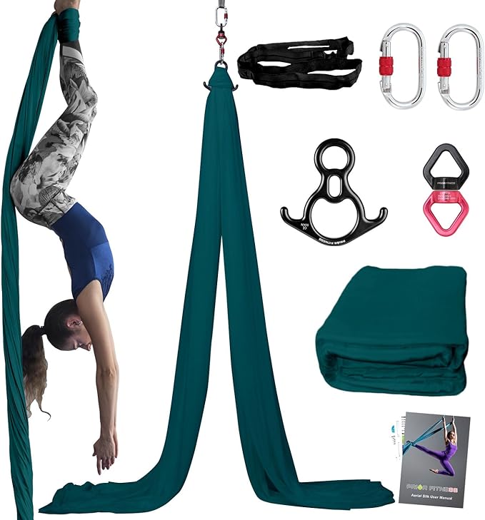 PRIOR FITNESS Aerial Silks Kit Colorful 9/15/20 Yards 40D Nylon Fabric Hammock Set With Hardware & Guide for All Levels Of Aerial Yoga Practice and Acrobatic Flying For Adults Aerial silk-GravixFit