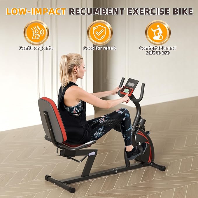 VANSWE Recumbent Exercise Bike for Adults Seniors - Recumbent Bikes for Home with Magnetic Resistance, Bluetooth and App Connectivity, Pulse Sensor-GravixFit