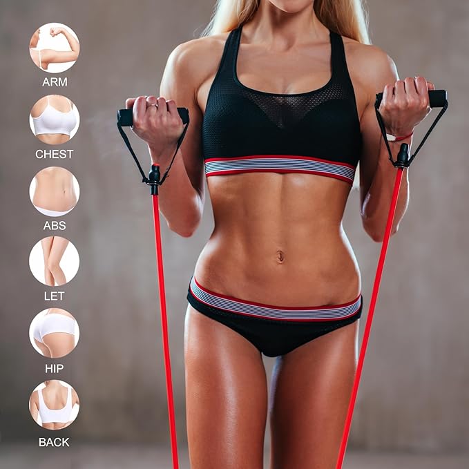 15 Pcs Resistance Bands with Handles for Home Workouts, Exercise Bands Set for Physical Therapy, Strength Training & Fitness for Women and Men-GravixFit
