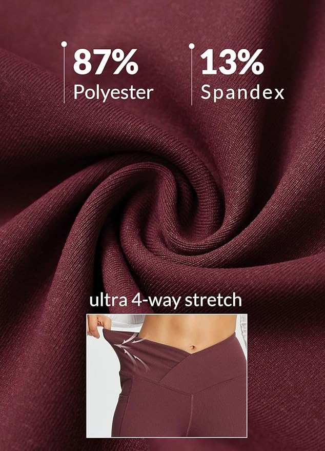 baleaf Women's V Crossover Flare Leggings with Pockets Yoga Pants High Waist Casual Workout Gym Bell Bottom Leggings-GravixFit