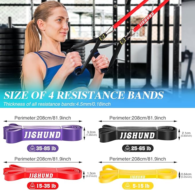 Resistance Bands Set, Pull Up Assistance Bands Pull Up Bands Exercise Bands for Men Women, Workout Bands for Working Out, Muscle Strength Training, Body Stretching-GravixFit