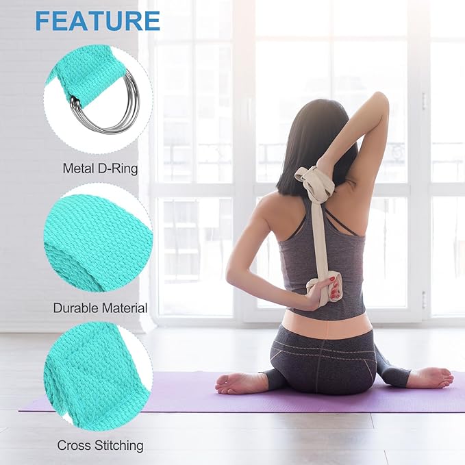PATIKIL Yoga Strap for Stretching, Cotton Yoga Belt with Adjustable Metal D-Ring Buckle Stretch Band for Fitness Pilates-GravixFit