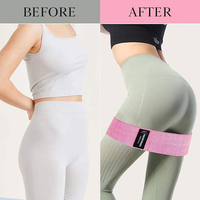 Wide Fabric Resistance Bands for Working Out, 3 Level Non-Slip Exercise Booty Bands for Women & Men Leg and Glutes with Hair Ties and Tape Measure - for Home Gym Workout, Yoga, Pilates-GravixFit