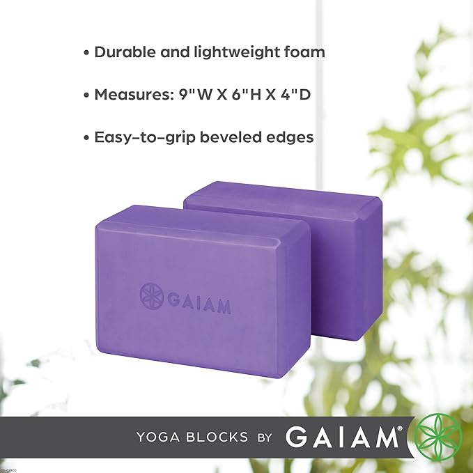 Gaiam Yoga Block - Supportive Latex-Free Eva Foam - Soft Non-Slip Surface with Beveled Edges for Yoga, Pilates, Meditation - Yoga Accessories for Stability, Balance, Deepen Stretches-GravixFit