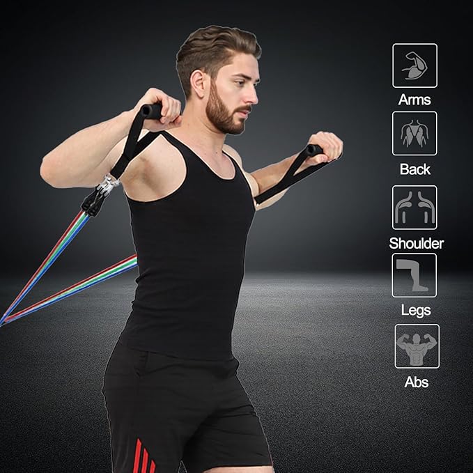 Resistance Bands,Exercise Bands,Resistance Bands for Working Out with Handles for Men and Women,Workout Bands with Door Anchor and Ankle,Strength Training Home Gym Equipment-GravixFit
