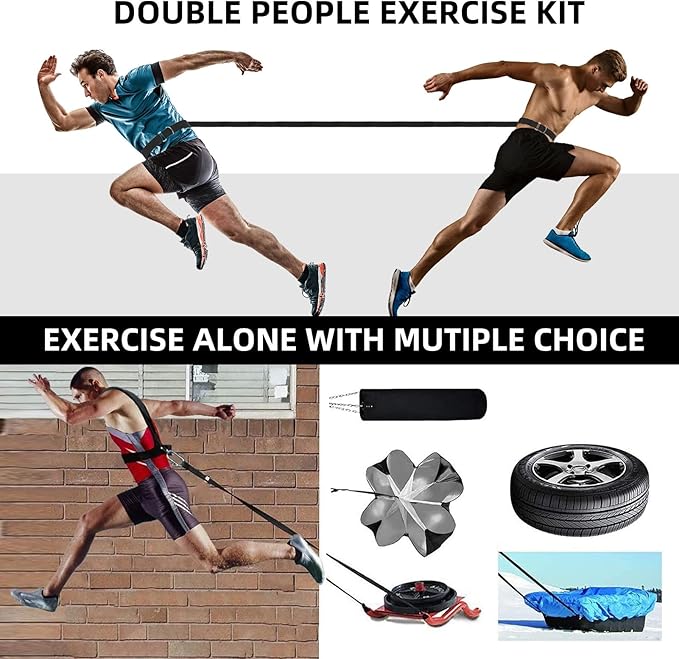 Sled Harness, Weight Speed Tire Pulling Workout Resistance and Assistance Trainer Physical Training Rope Football Exercise Equipment for Outdoor Indoor Men and Women