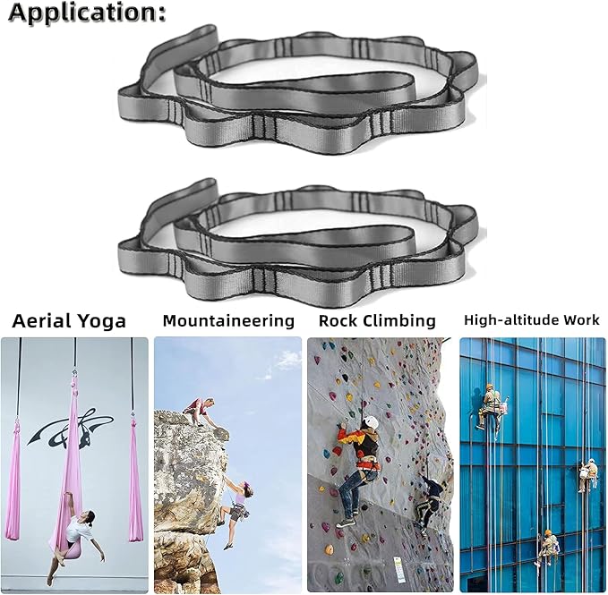 PRIOR FITNESS 2pcs Nylon Daisy Chain Straps for Aerial Yoga Hammock Swing Adjustable Aerial Silk Extender Strap Rope Anti-Gravity Yoga Extend Belts-GravixFit