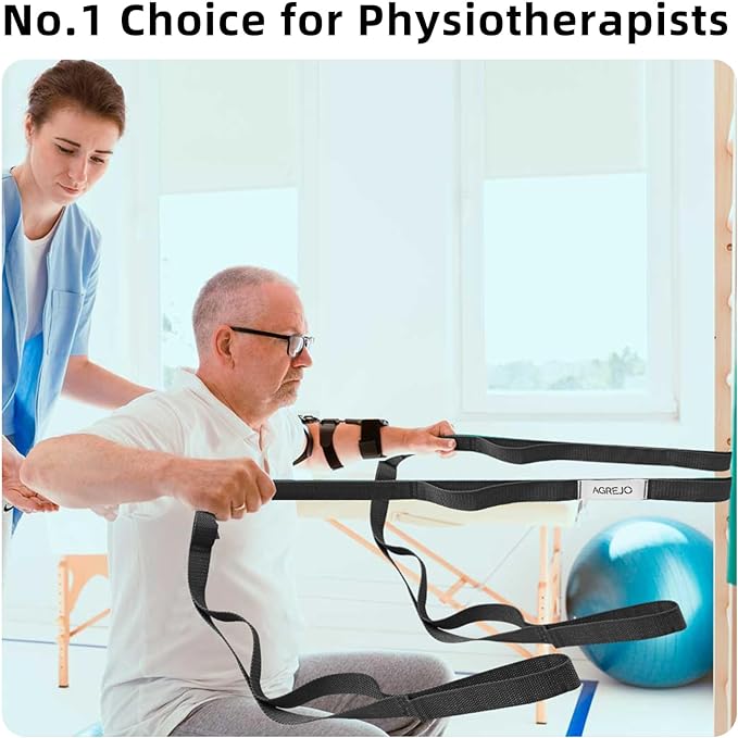 Stretching Strap Yoga Strap Physical Therapy for Home Workout, 10 Loops Non-Elastic Stretch Band for Pilates, Flexibility, Exercise and Gymnastics-GravixFit