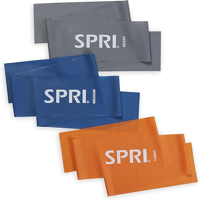 SPRI Flat Bands 3-Pack - Resistance Band Kit Set with 3 Levels of Resistance - Exercise Bands for Strength Training, Flexibility, & Body Workout - Versatile Fitness Tool - Light, Medium, and Heavy-GravixFit