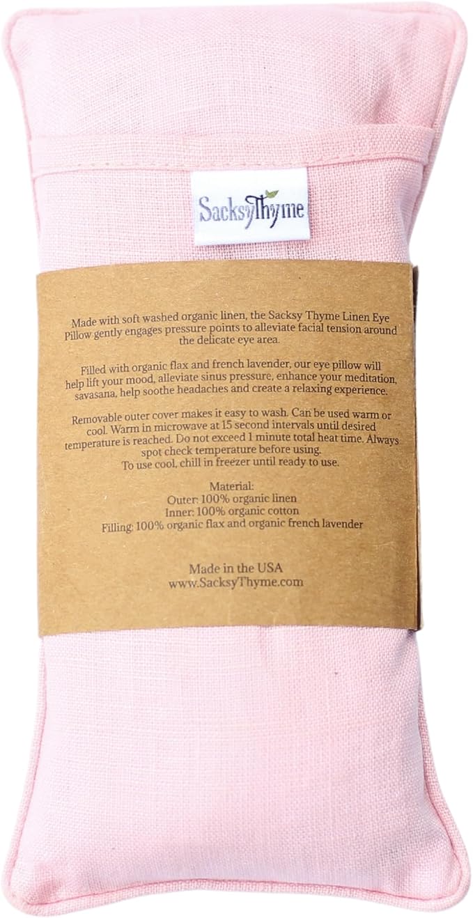 Organic Linen Eye Pillow - Lavender & Flaxseed for Relaxation, Yoga, Stress Relief - Microwavable Heating Pad & Cool Compress - Made in USA - Gifts for Meditation-GravixFit