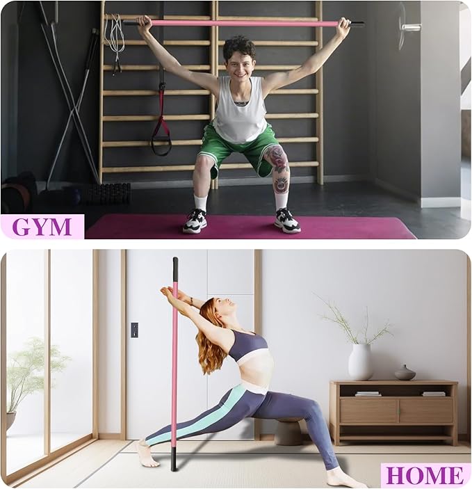 5ft Yoga Stick - Sturdy Steel Adjustable Stretching Stick for Mobility,Flexibility & Balance | Non-Slip Ends & Foam Handles | Exercise Pole for Fitness,Physical Therapy,Posture Correction-GravixFit