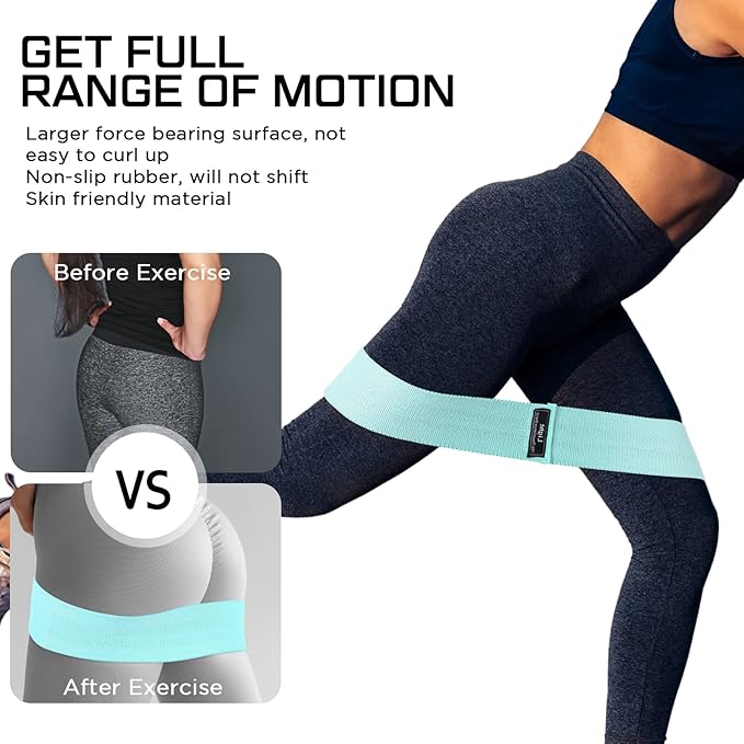 12 Pcs Fabric Resistance Bands for Working Out Booty Workout Stretch Exercise Bands Non Slip for Legs Squat Resistance Loop for Women Men Starter Butt Hip Thigh Fitness-GravixFit